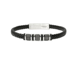 Bracciale rigido pelle nero Kidult