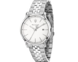 Orologio epoca slim biaco/ acciaio Maserati